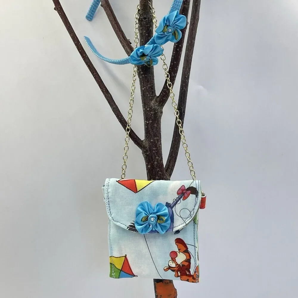 Girls Accessories Blue Purse Bag & Headband Set With Bow Winnie The Pooh
